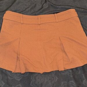 Brown Pleated Mini Skort